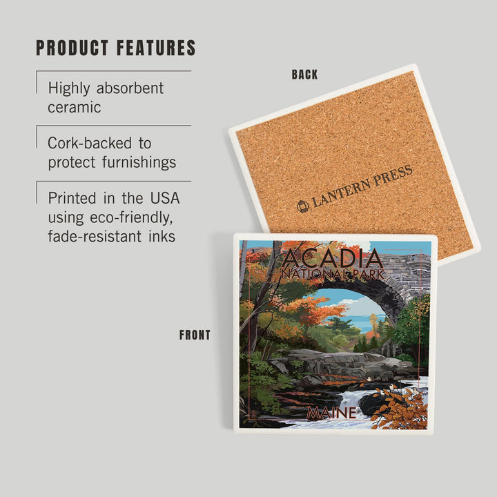 Acadia National Park, Maine, Stone Bridge, Coasters Coasters Lantern Press 