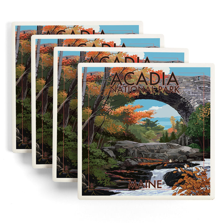 Acadia National Park, Maine, Stone Bridge, Coasters Coasters Lantern Press 