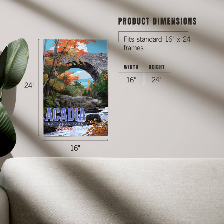 Acadia National Park, Maine, Stone Bridge Illustration, Art & Giclee Prints Art Lantern Press 