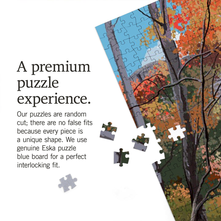 Acadia National Park, Maine, Stone Bridge Illustration, Jigsaw Puzzle Puzzle Lantern Press 