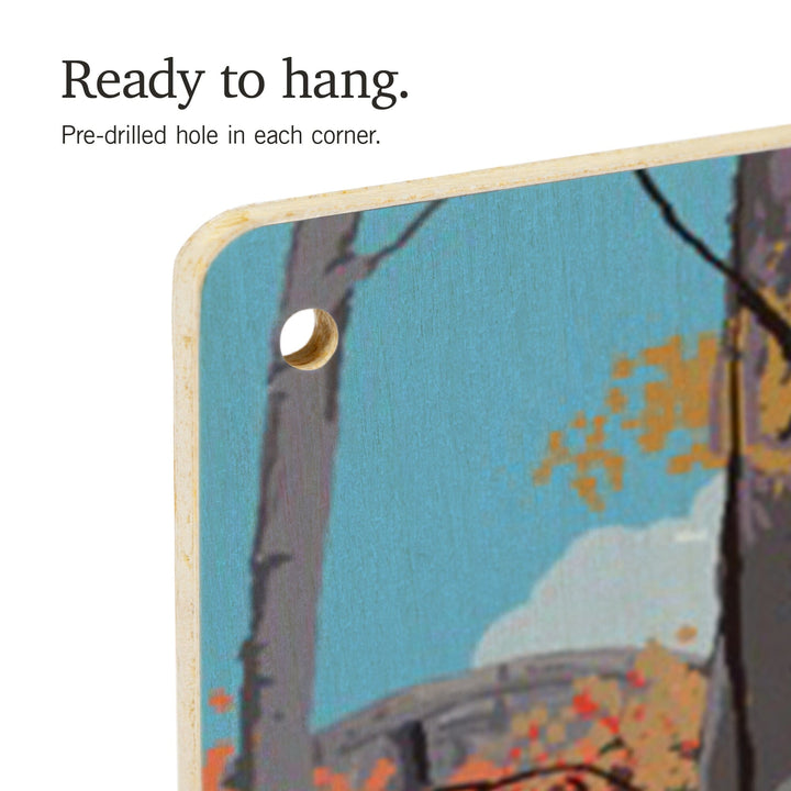 Acadia National Park, Maine, Stone Bridge Illustration, Wood Signs and Postcards Wood Lantern Press 