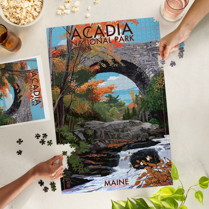 Acadia National Park, Maine, Stone Bridge, Jigsaw Puzzle Puzzle Lantern Press 