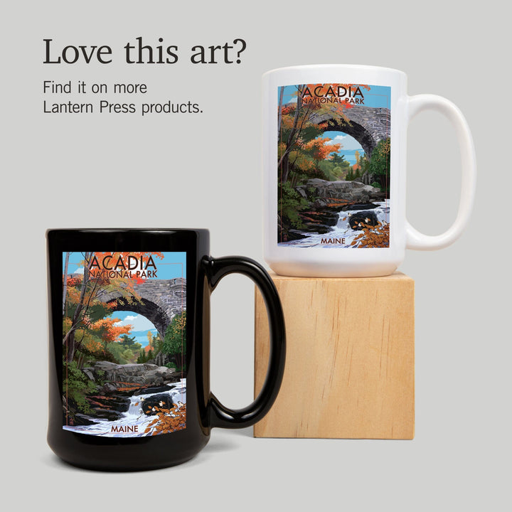 Acadia National Park, Maine, Stone Bridge, Lantern Press Artwork, Ceramic Mug Mugs Lantern Press 