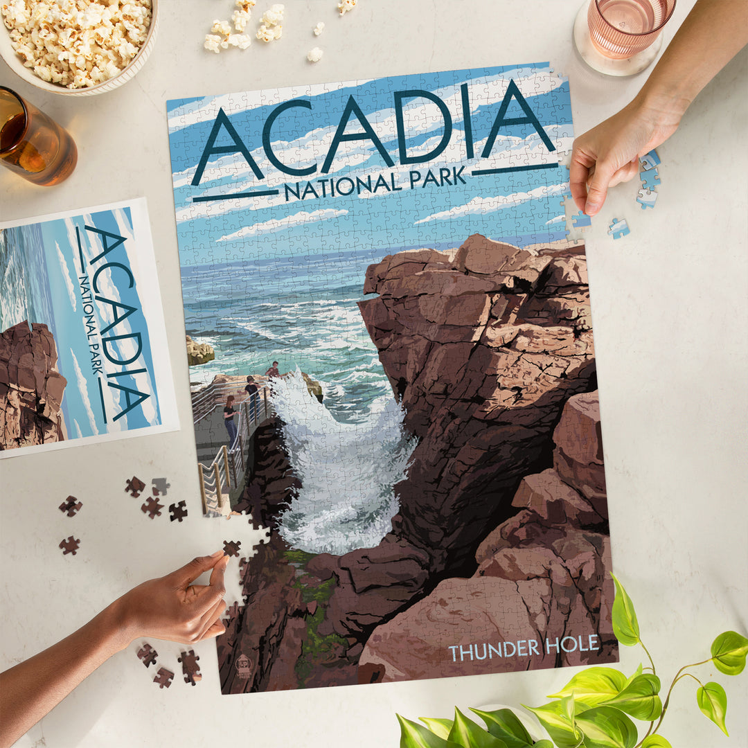 Acadia National Park, Maine, Thunder Hole Day, Jigsaw Puzzle Puzzle Lantern Press 
