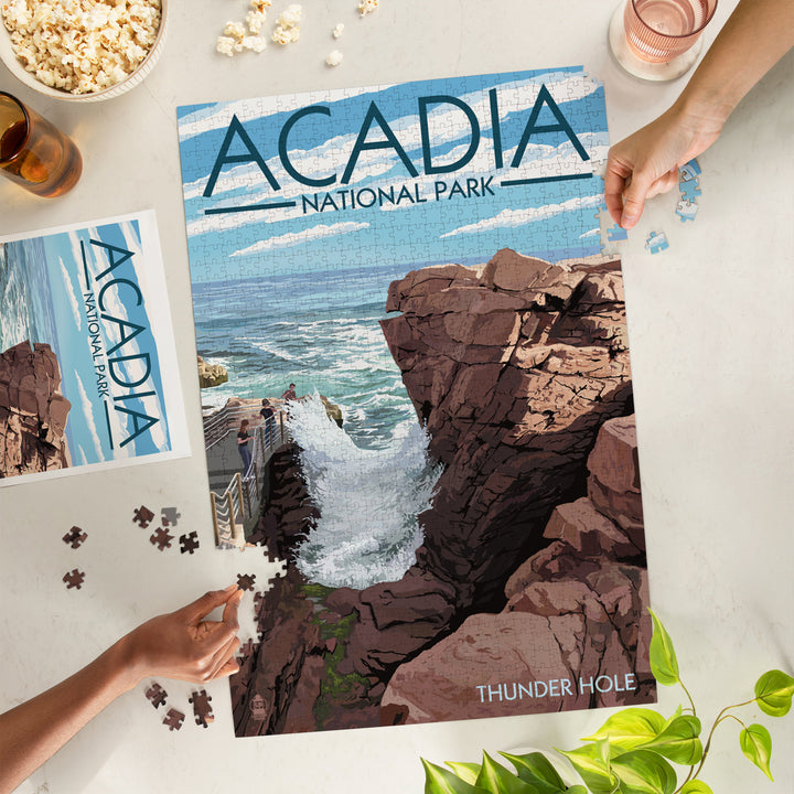 Acadia National Park, Maine, Thunder Hole Day, Jigsaw Puzzle Puzzle Lantern Press 