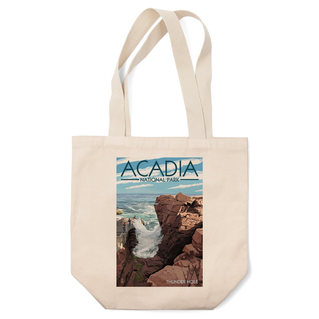 Acadia National Park, Maine, Thunder Hole Day, Lantern Press Artwork, Tote Bag Totes Lantern Press 