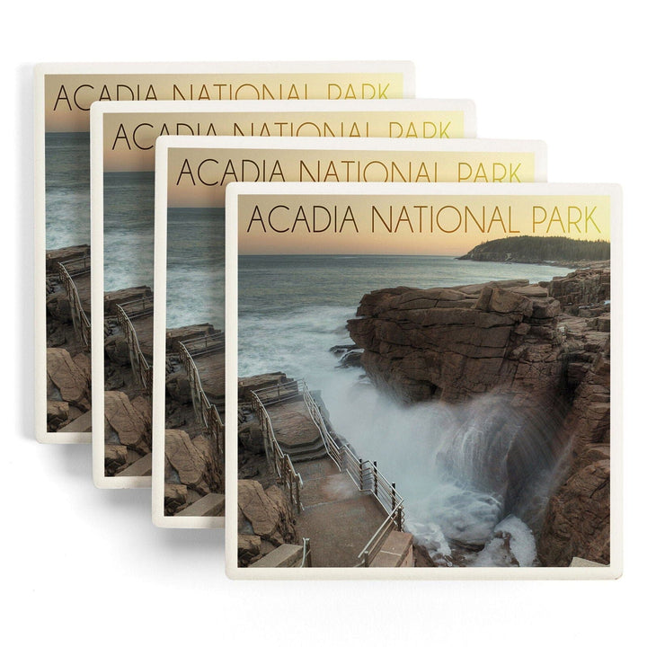 Acadia National Park, Maine, Thunder Hole, Lantern Press Photography, Coaster Set Coasters Lantern Press 