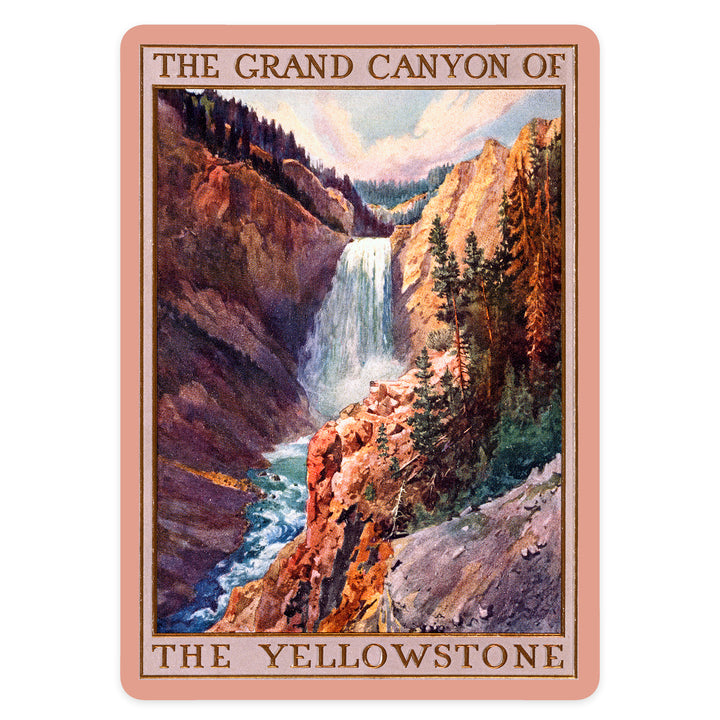 Yellowstone National Park, Wyoming, The Grand Canyon of Yellowstone, Contour, Lantern Press Artwork, Vinyl Sticker