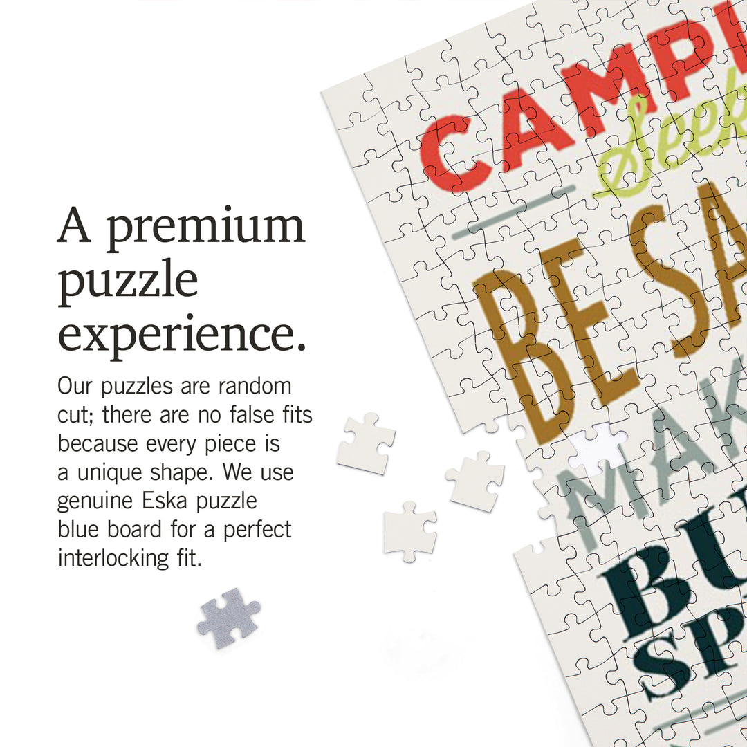 Lake Michigan, The Great Lakes State, Camping Rules, Typography Stacked, Jigsaw Puzzle
