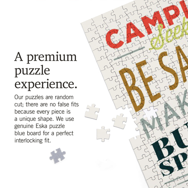 Lake Michigan, The Great Lakes State, Camping Rules, Typography Stacked, Jigsaw Puzzle