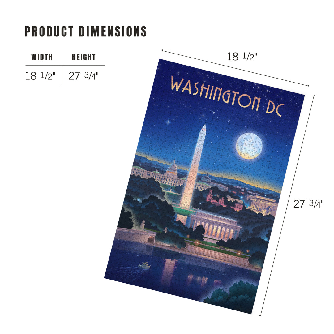 Washington, DC, Lithograph City Series, Night Skyline, 1000 Piece Jigsaw Puzzle