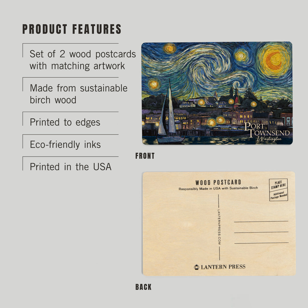 Port Townsend, Washington, Starry Night, Van Gogh, Wood Sign and Postcards