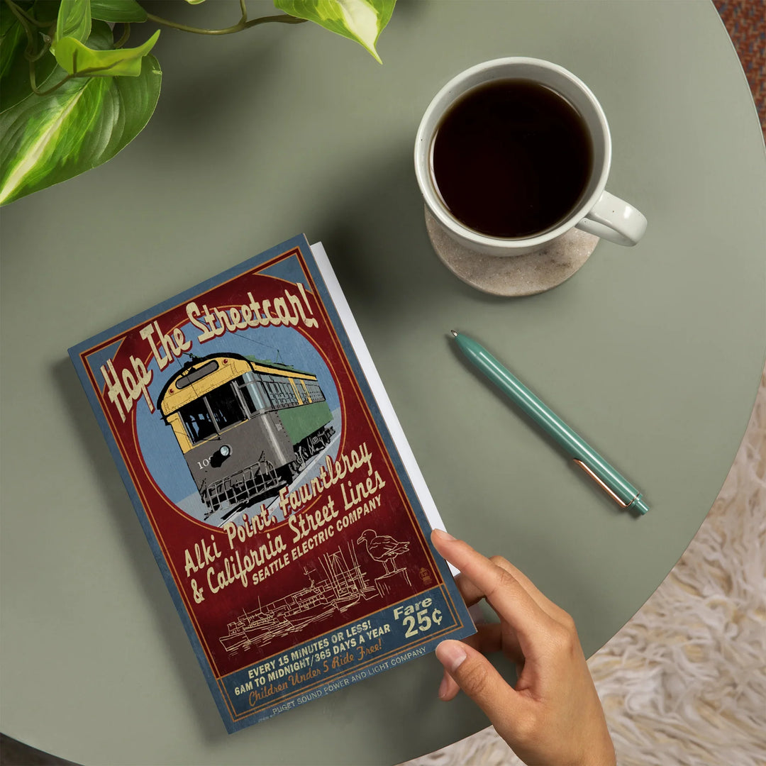 Lined 6x9 Journal, Seattle, Washington, West Seattle Streetcar Vintage Sign, Lay Flat, 193 Pages, FSC paper