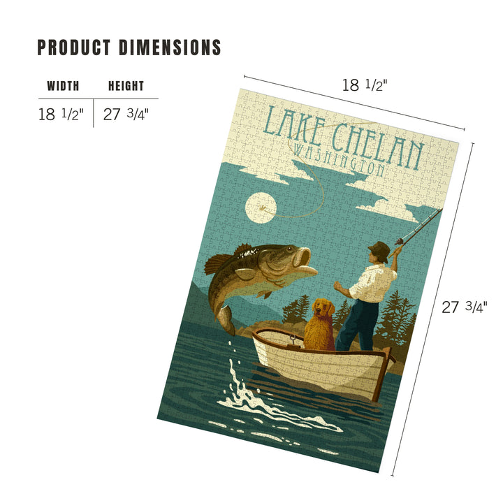 Lake Chelan, Washington, Fisherman and Dog, Jigsaw Puzzle
