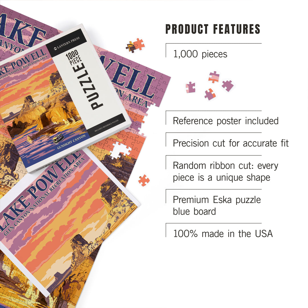 Lake Powell, Gunsight Canyon and Sunset, Jigsaw Puzzle