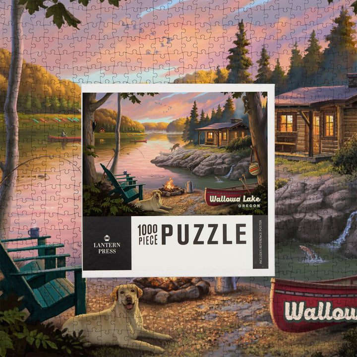 Wallowa Lake, Oregon, Lake Living, Cabin in Woods, Jigsaw Puzzle