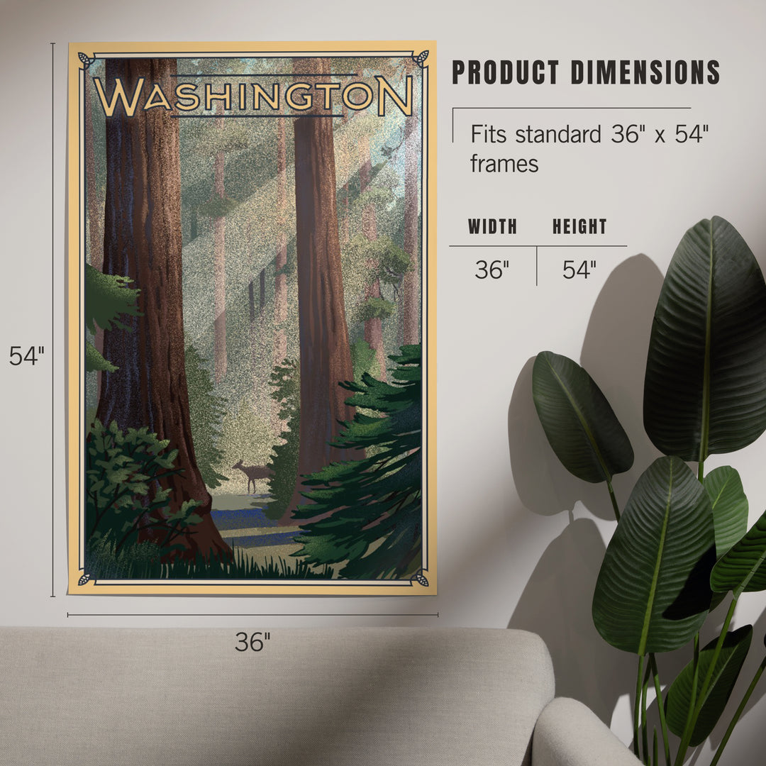 Washington, Deer in Forest, Lithograph, Art & Giclee Prints