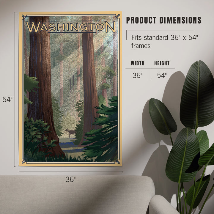 Washington, Deer in Forest, Lithograph, Art & Giclee Prints