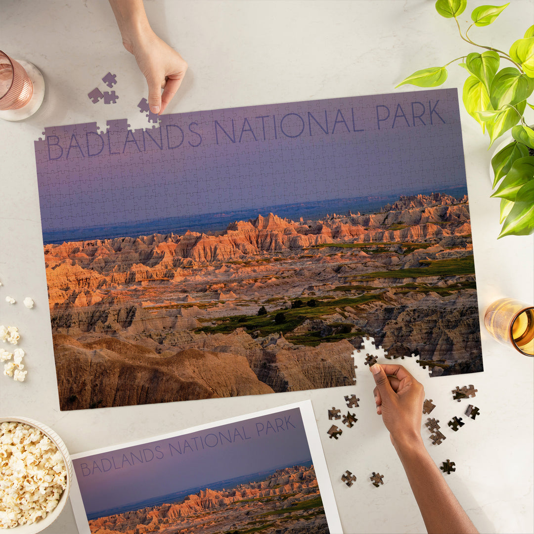 Badlands National Park, South Dakota, Purple Sunset, Jigsaw Puzzle