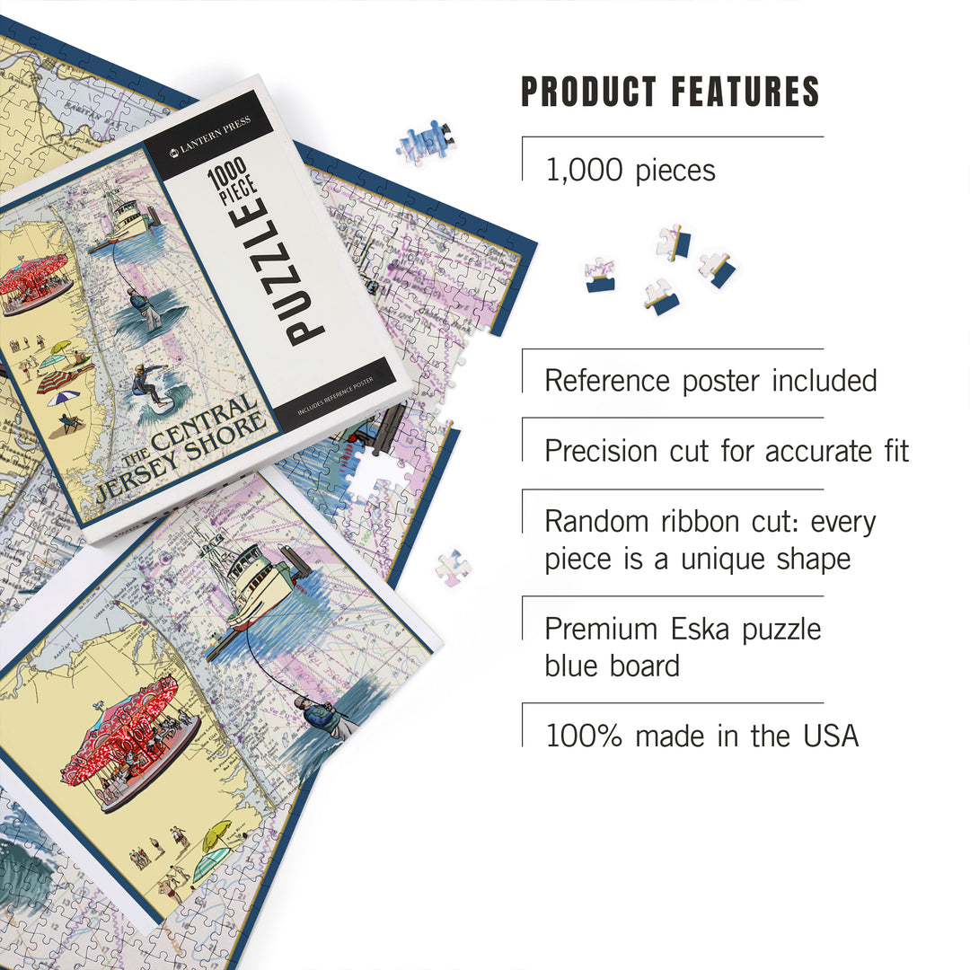 Central Jersey Shore, Nautical Chart #2, 1000 Piece Jigsaw Puzzle