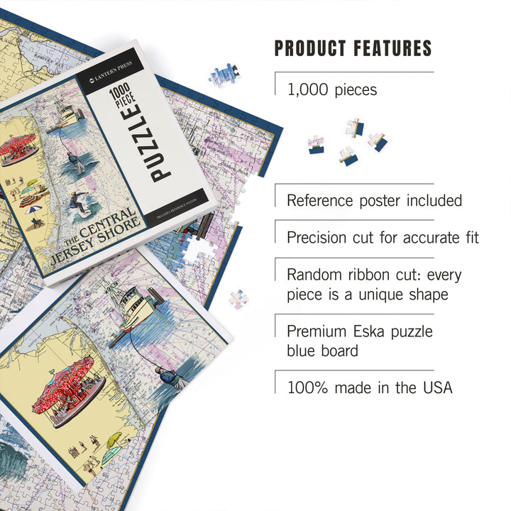 Central Jersey Shore, Nautical Chart #2, 1000 Piece Jigsaw Puzzle