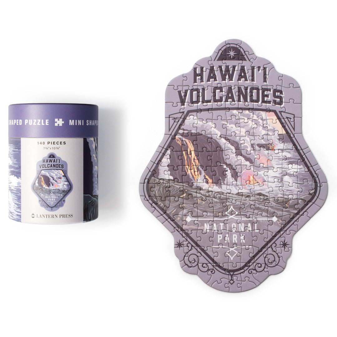 Lantern Press Mini Shaped Adult Jigsaw Puzzle, Protect Our National Parks (Hawaii Volcanoes)