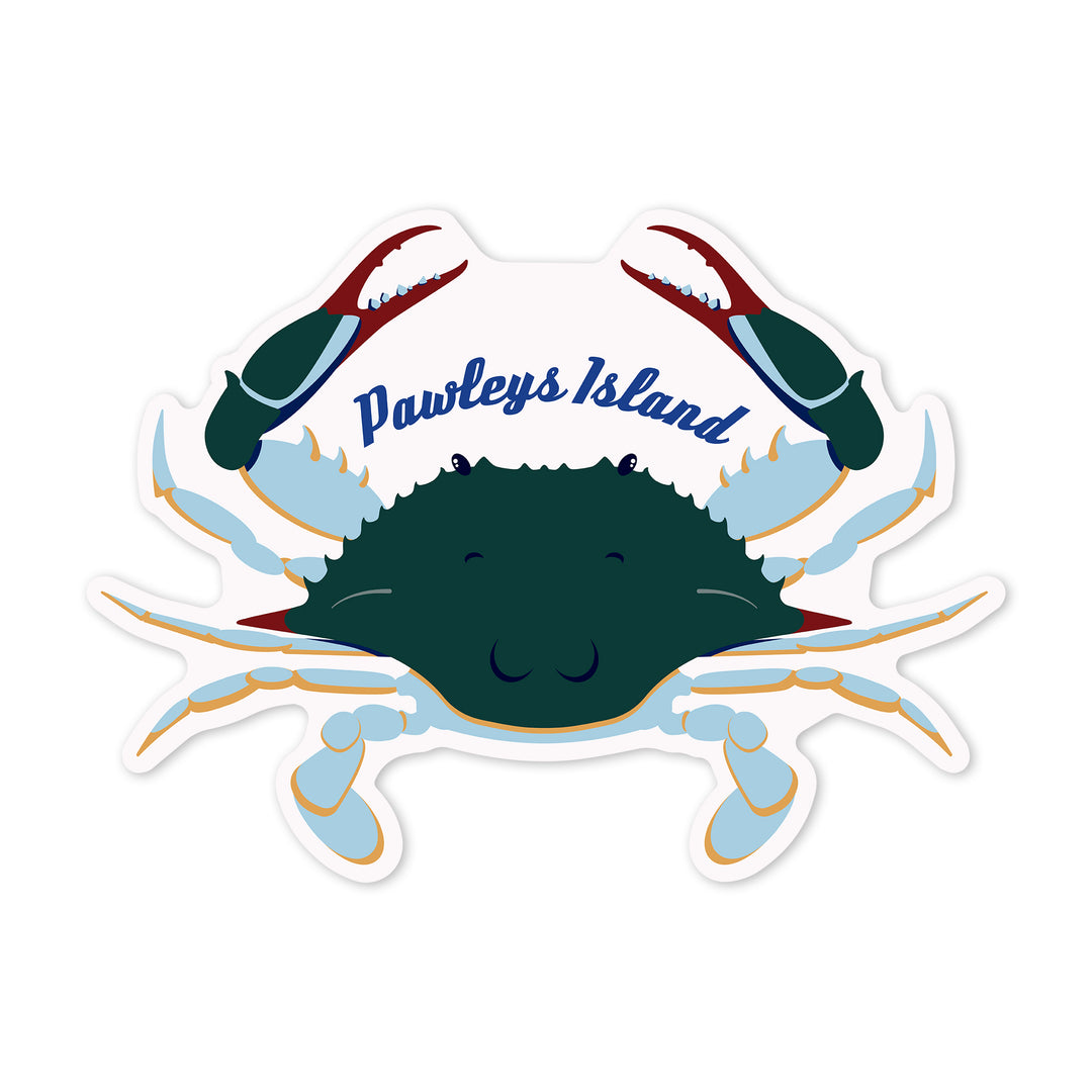 Pawleys Island, Blue Crab, Vector Style, Contour, Lantern Press Artwork, Vinyl Sticker