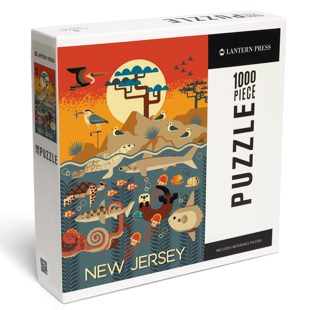 New Jersey Wildlife – Wilderness and Marine Life Illustration, 1000 Piece Jigsaw Puzzle