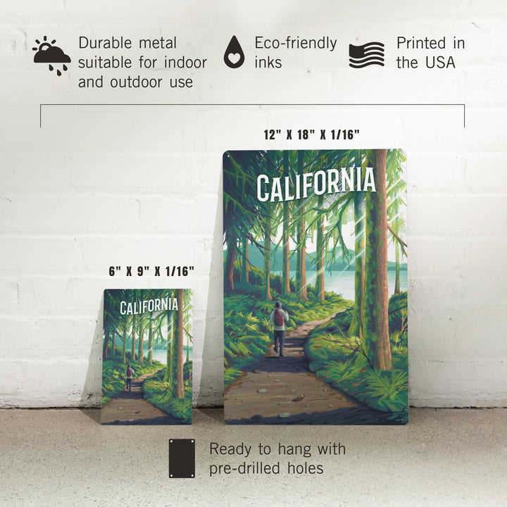 California, Walk In The Woods, Day Hike, Metal Signs - Lantern Press