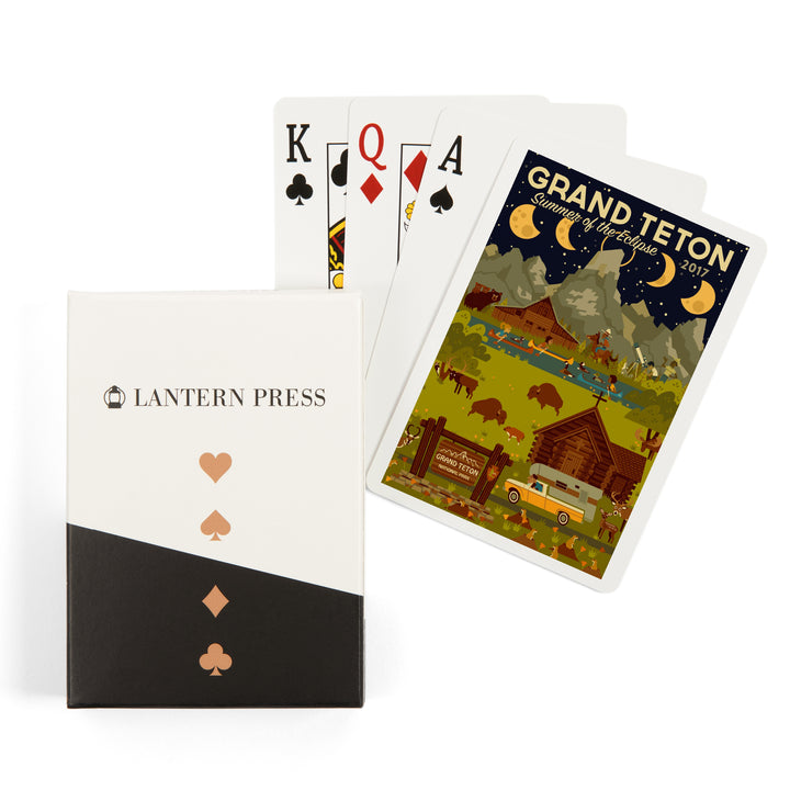 Playing Cards, Grand Teton National Park, Wyoming, Summer of the Eclipse, Geometric, 52 Card Deck with Jokers in Box, Unique Art