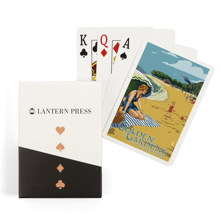 Playing Cards, Ballard, Seattle, Washington, Golden Gardens Beach Scene, 52 Card Deck with Jokers in Box, Unique Art