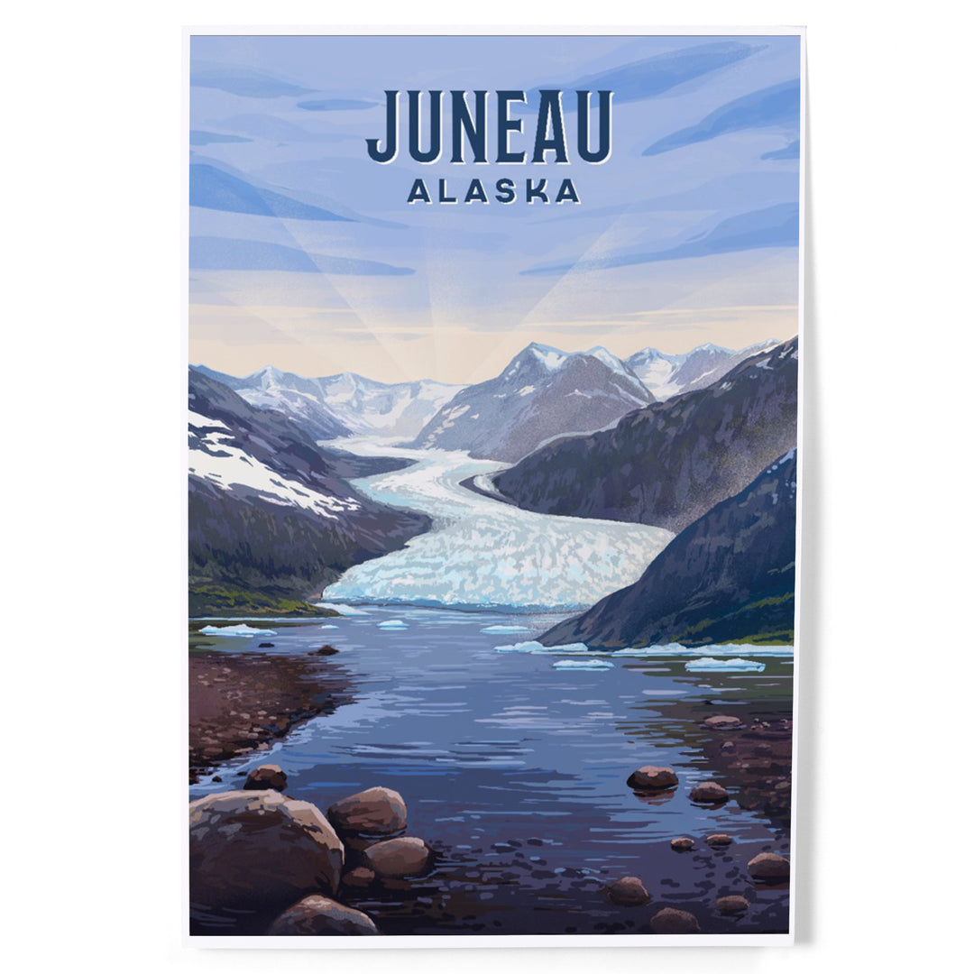 Juneau, Alaska, Mendenhall Glacier, Lithograph, Art & Giclee Prints
