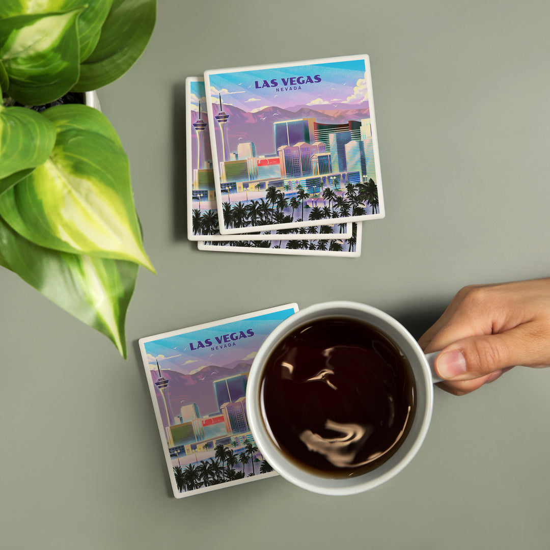 Las Vegas, Nevada, Lithograph, City Series, Coasters