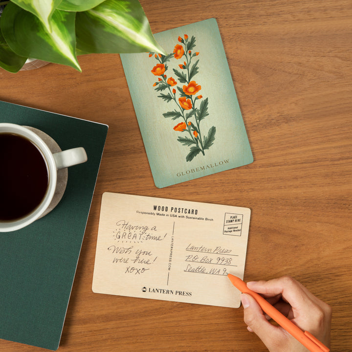 Globemallow, Vintage Flora, Wood Sign and Postcards