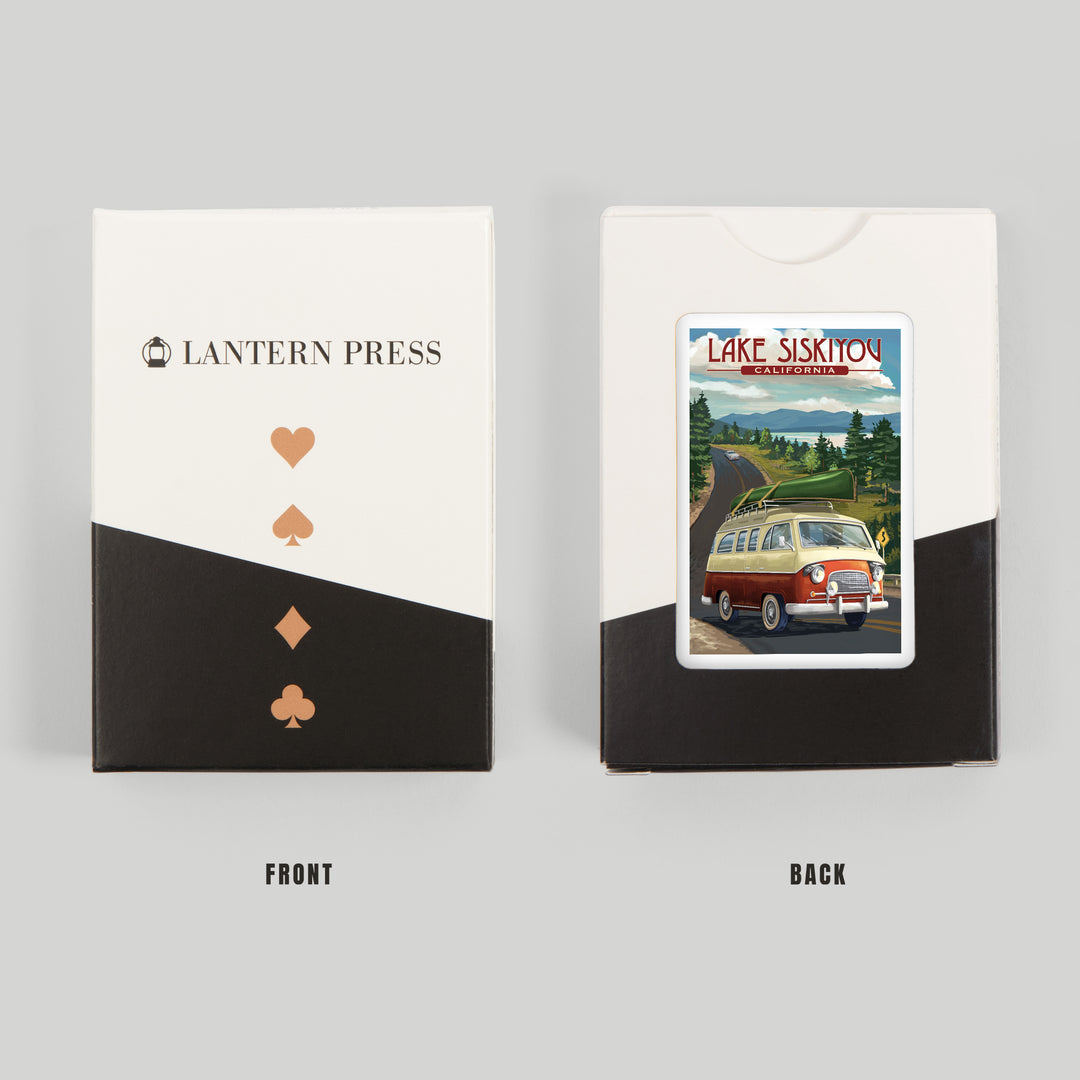 Playing Cards, Lake Siskiyou, California, Camper Van, 52 Card Deck with Jokers in Box, Unique Art