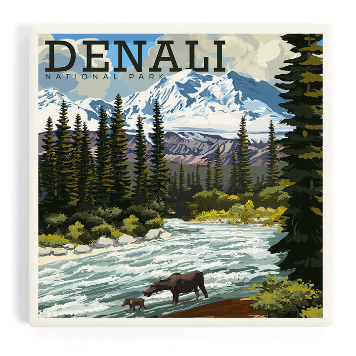 Denali National Park, Alaska, Moose and River Rapids, Coasters