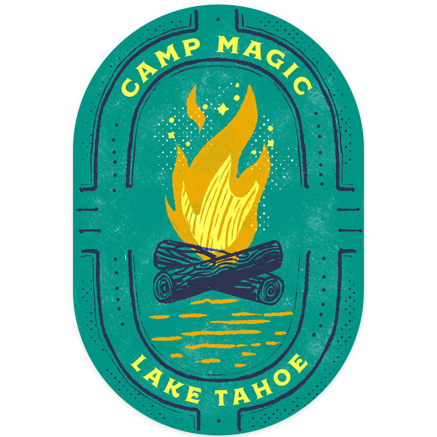 Lake Tahoe, Lake Life Series, Camp Magic, Contour, Vinyl Sticker - Lantern Press