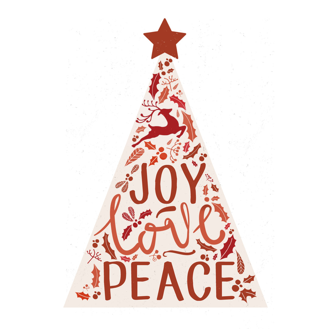 Christmas, Joy Love Peace, Tree, Lantern Press Artwork, Stretched Canvas