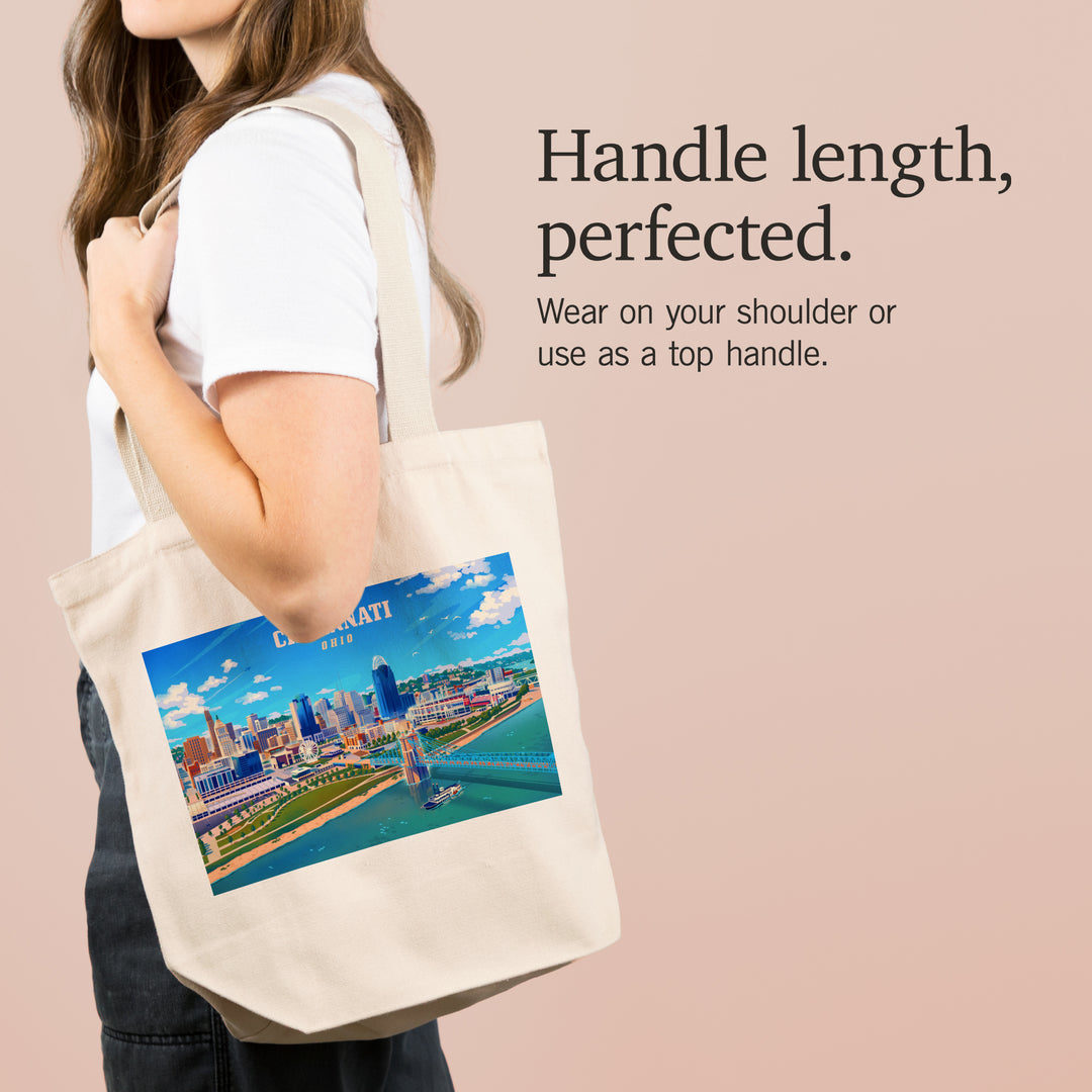 Cincinnati, Ohio, Lithograph City Series, Tote Bag