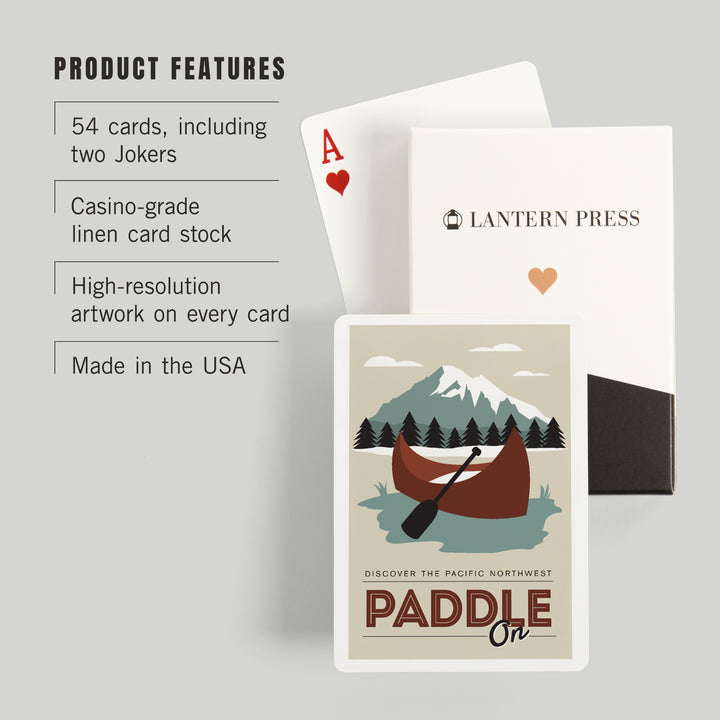 Playing Cards, Discover the Pacific Northwest, Paddle On, Canoe, 52 Card Deck with Jokers in Box, Unique Art