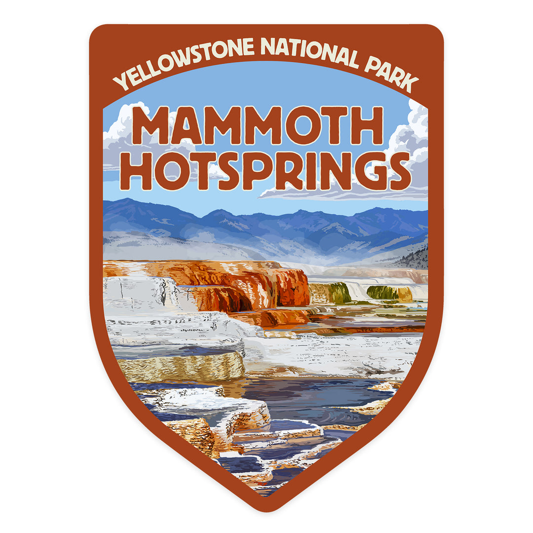 Yellowstone National Park, Wyoming, Mammoth Hotsprings, Contour, Lantern Press Artwork, Vinyl Sticker