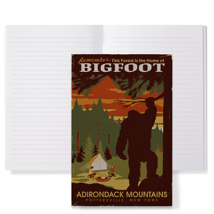 Lined 6x9 Journal, Adirondack Mountains, Pottersville, NY, Home of Bigfoot, WPA Style, Lay Flat, 193 Pages, FSC paper