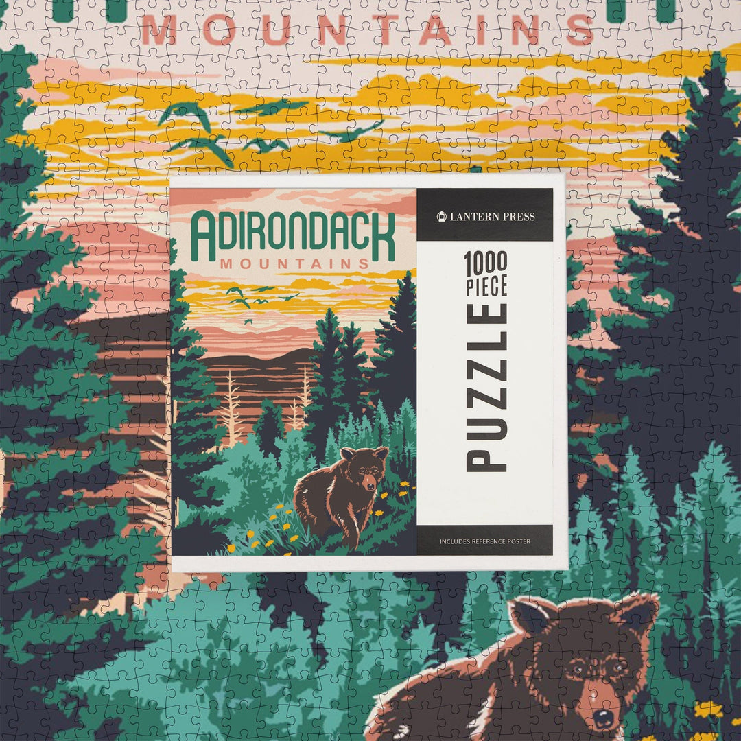 Adirondack Mountains, Explorer Series, Jigsaw Puzzle Puzzle Lantern Press 
