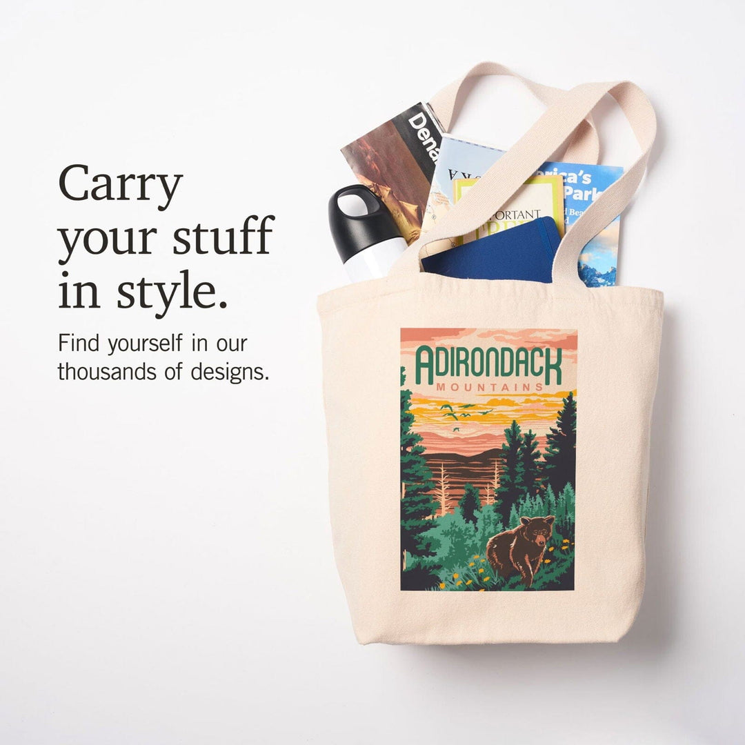 Adirondack Mountains, Explorer Series, Lantern Press Artwork, Tote Bag Totes Lantern Press 