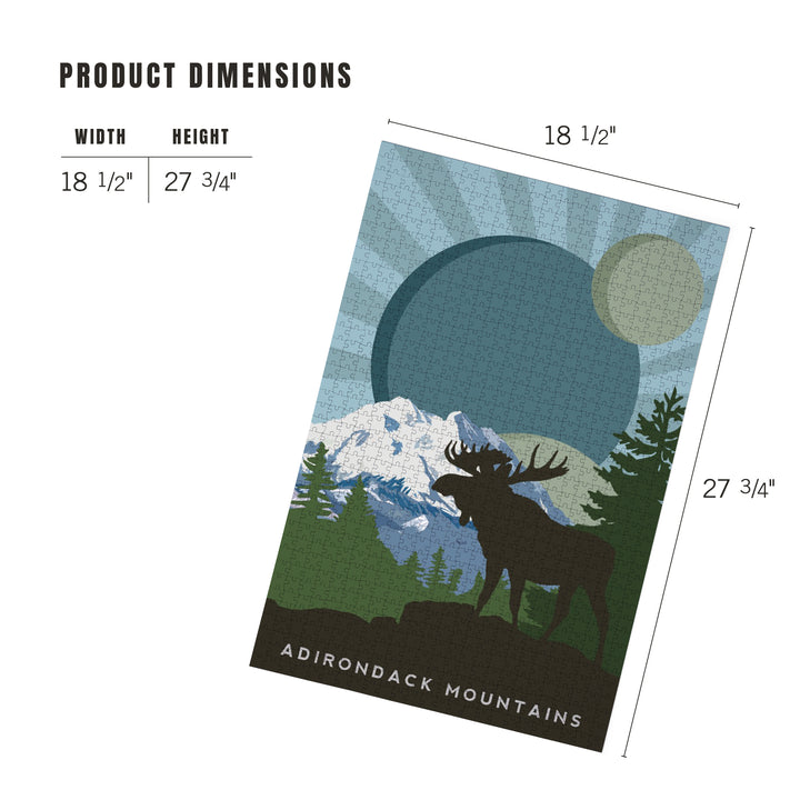 Adirondack Mountains, Moose Silhouette, Jigsaw Puzzle Puzzle Lantern Press 