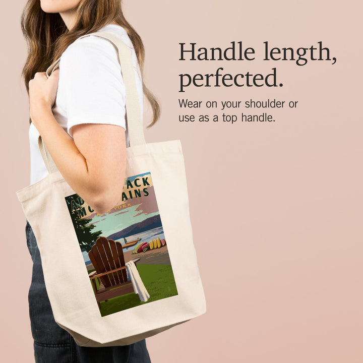 Adirondack Mountains, New York, Adirondack Chair and Lake, Tote Bag Totes Lantern Press 
