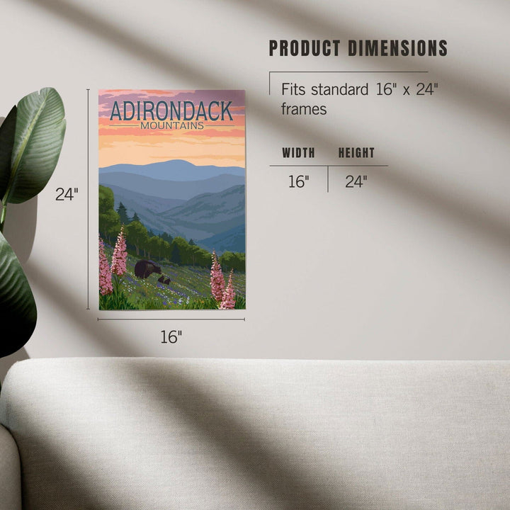 Adirondack Mountains, New York, Bears and Spring Flowers, Art & Giclee Prints Art Lantern Press 