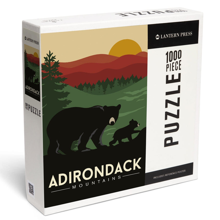 Adirondack Mountains, New York, Black Bear and Cub, Jigsaw Puzzle Puzzle Lantern Press 