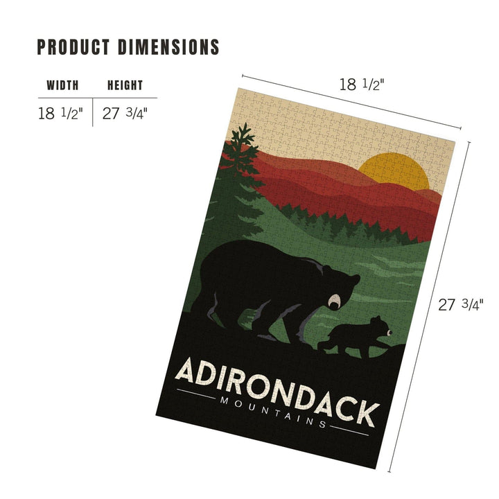 Adirondack Mountains, New York, Black Bear and Cub, Jigsaw Puzzle Puzzle Lantern Press 