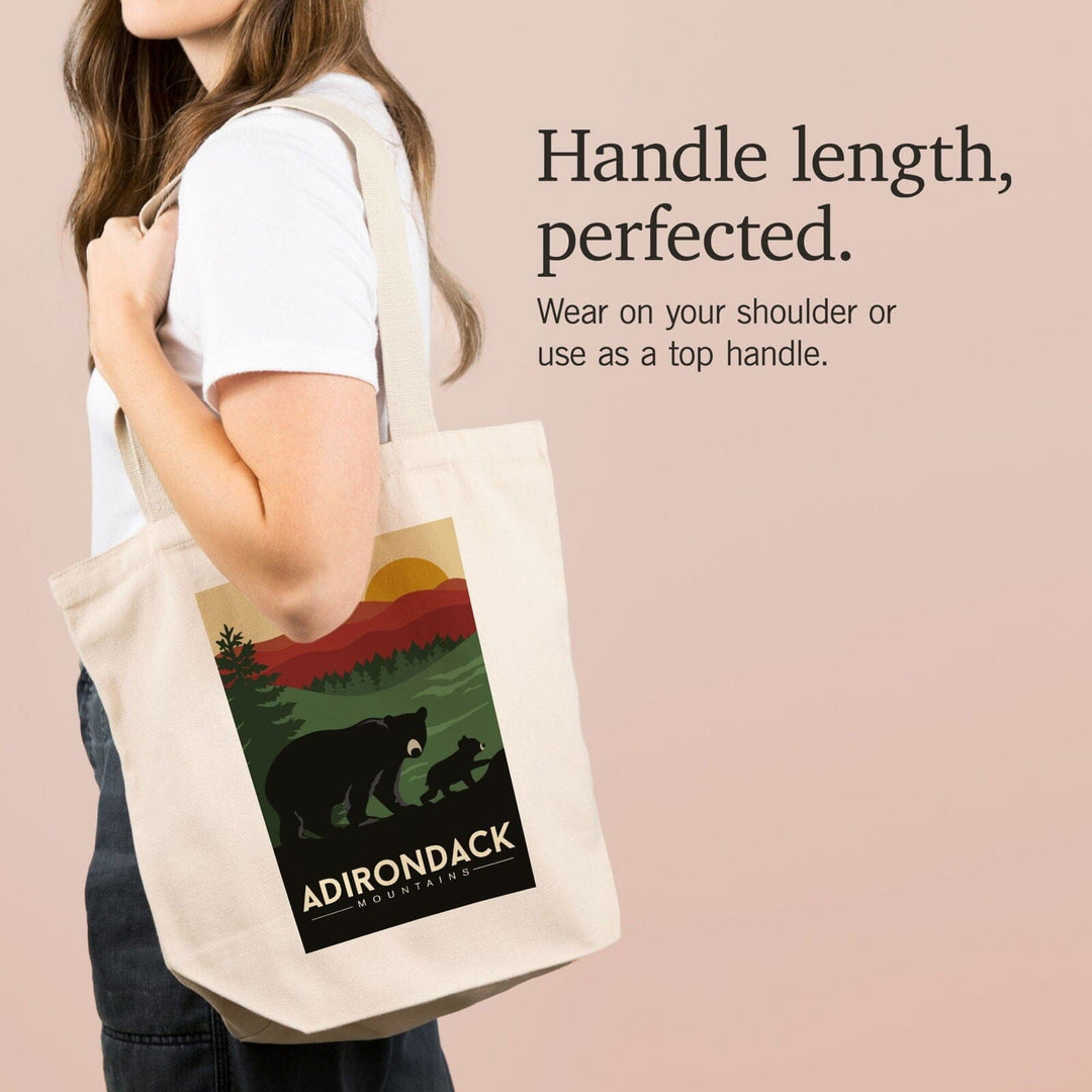 Adirondack Mountains, New York, Black Bear & Cub, Lantern Press Artwork, Tote Bag Totes Lantern Press 